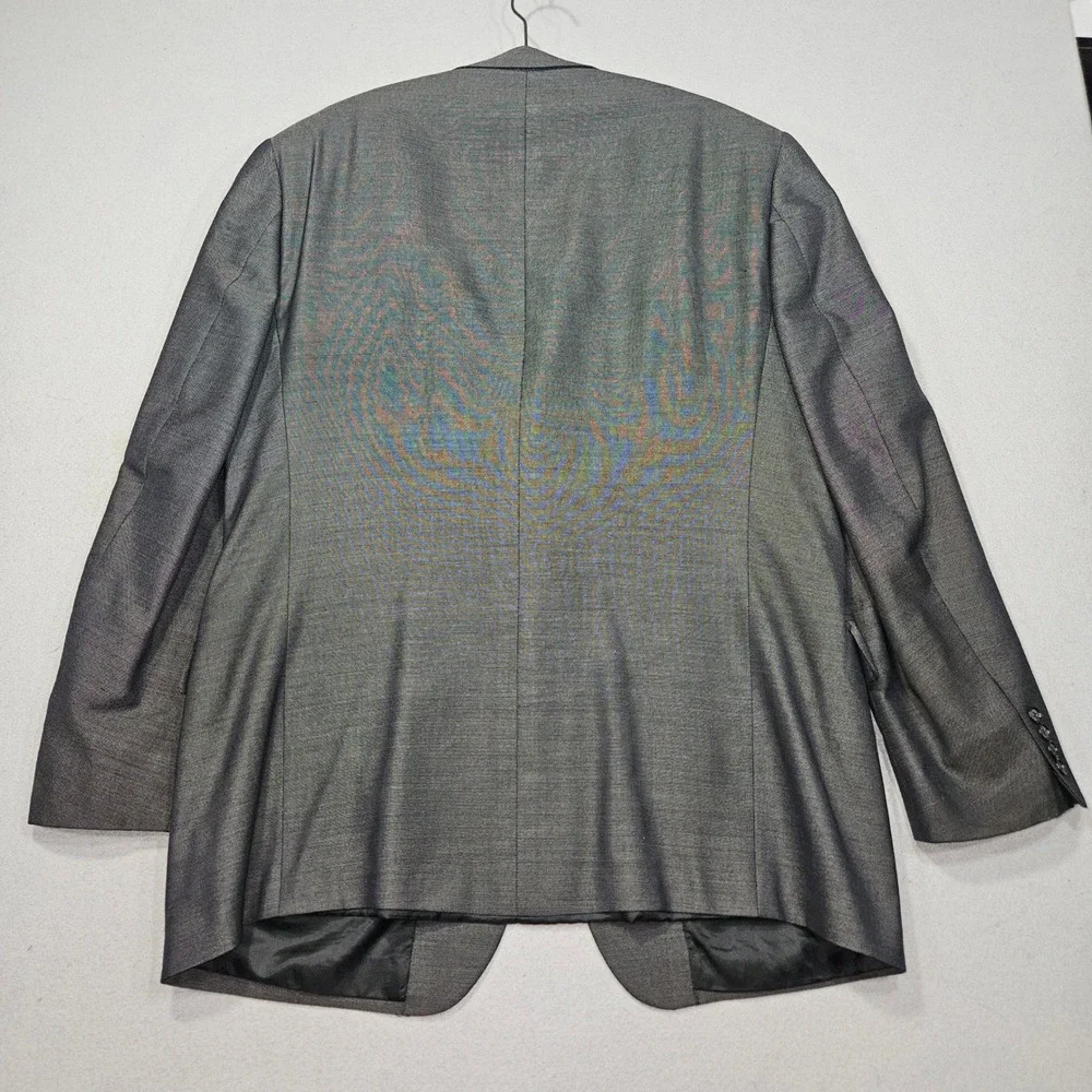 VTG Jeffrey Banks Couture Blazer Suit Jacket Grey Sharkskin Sz 44L